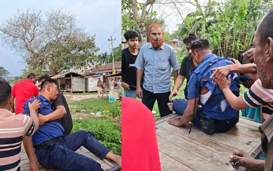 চলন্ত ট্রেন থেকে ছিটকে পড়ে আহত পুলিশ সদস্য