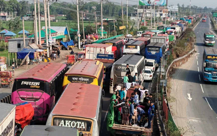 ঢাকা-টাঙ্গাইল মহাসড়কে ২০ কিলোমিটার যানজট